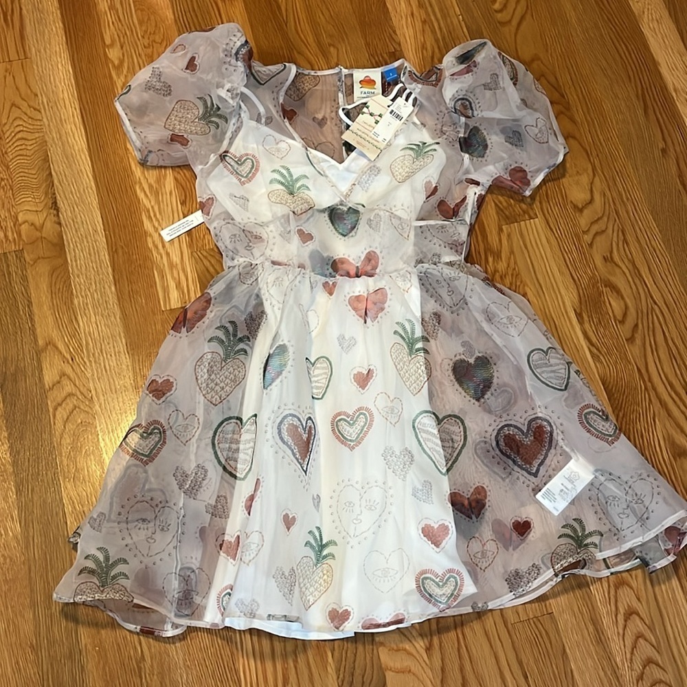 Anthropologie x Farm Rio Semi-Sheer Puff-Sleeve Dress Sz S NWT - Picture 9 of 15